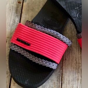 Havaianas You Transosco Sandals. Size 37-38 black, white &pink. Size 7/8 Women
